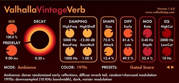 Valhalla DSP ValhallaVintageVerb v1.7.1 Win & MacOSX